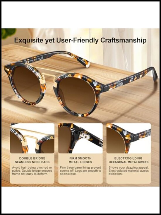 Polarized UV Protection Retro Double Bridge Sunglasses main image 6